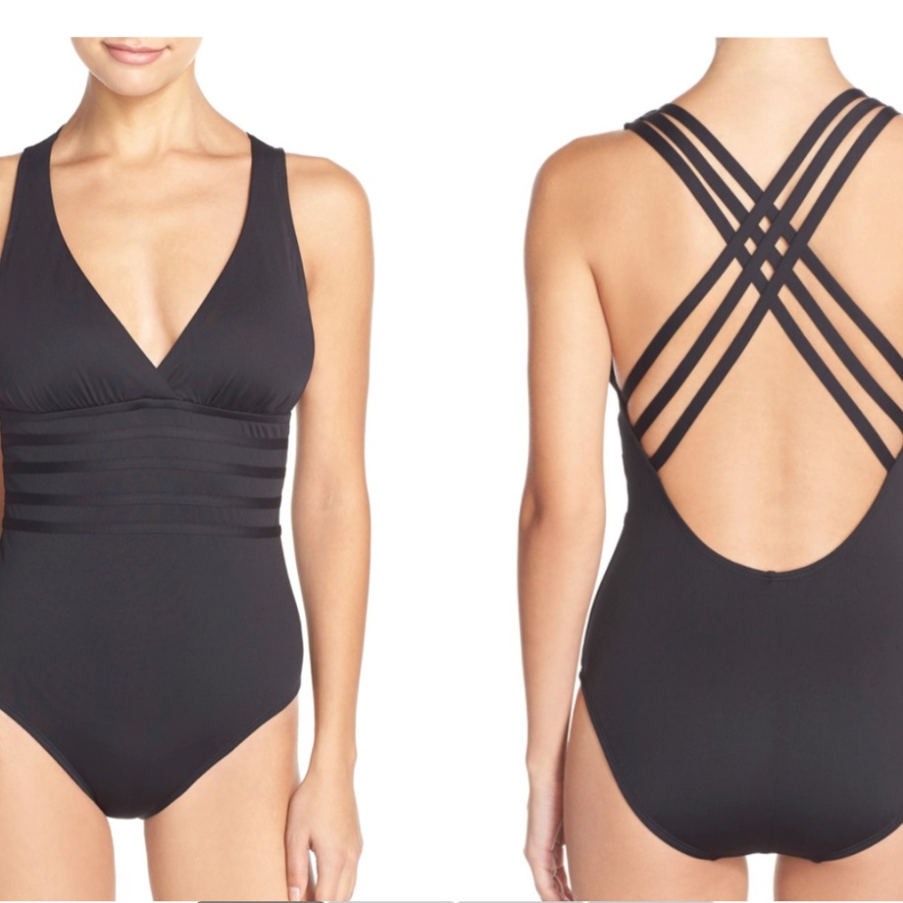NEW  La Blanca Cross Back One-Piece Swimsuit Size 10